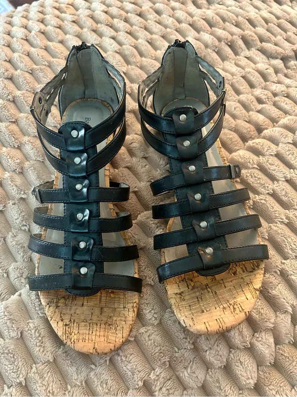 Women's Black Strappy Gladiator Sandals - Fits like a Size 9